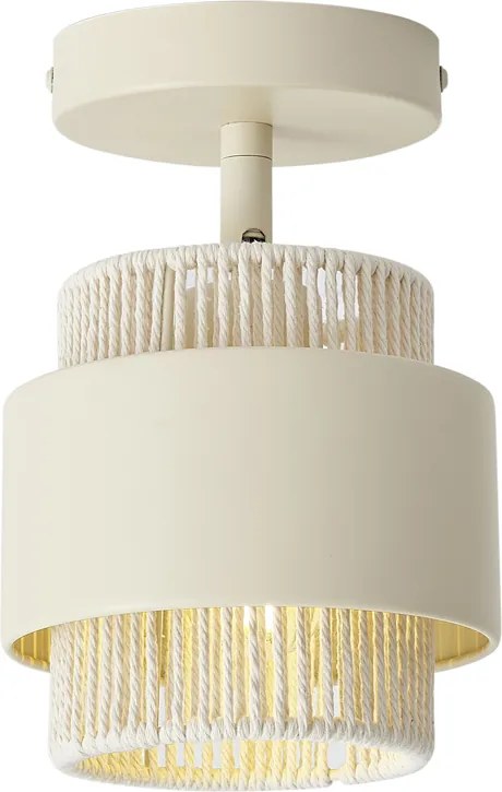 Foco moderno bege com dourado, giratório e inclinável - Kora