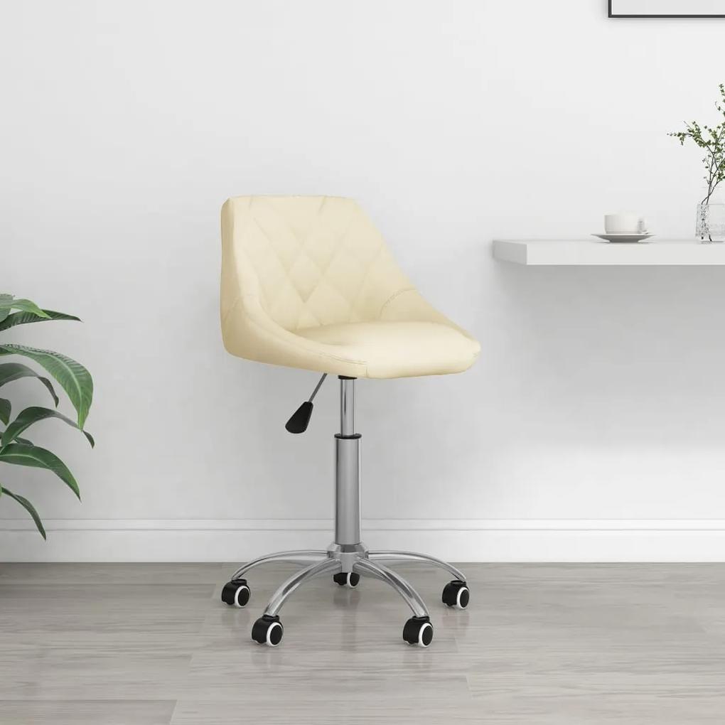 Cadeira de escritório giratória couro artificial cor creme