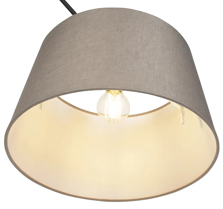 Candeeiro de suspensão preto com abajur de linho bege 35 cm - Blitz Country / Rústico