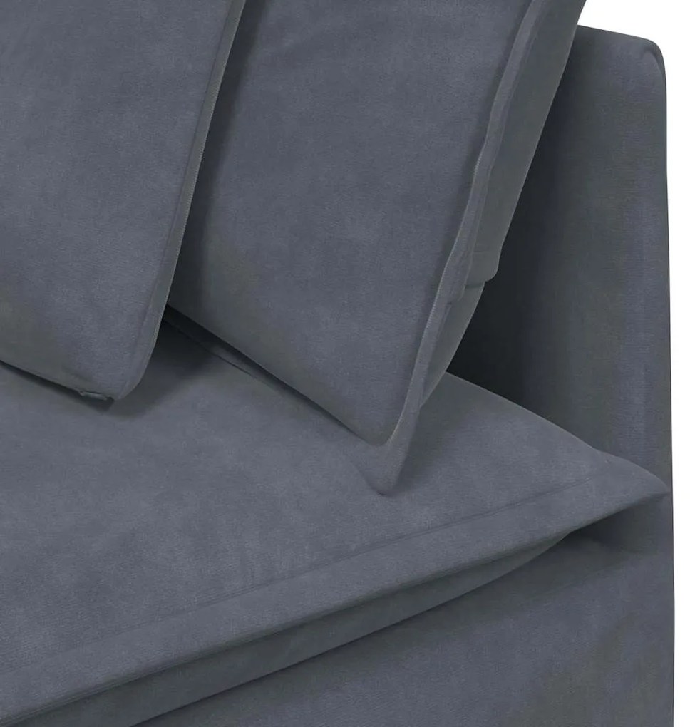 Sofá modular com almofadas veludo cinzento-escuro