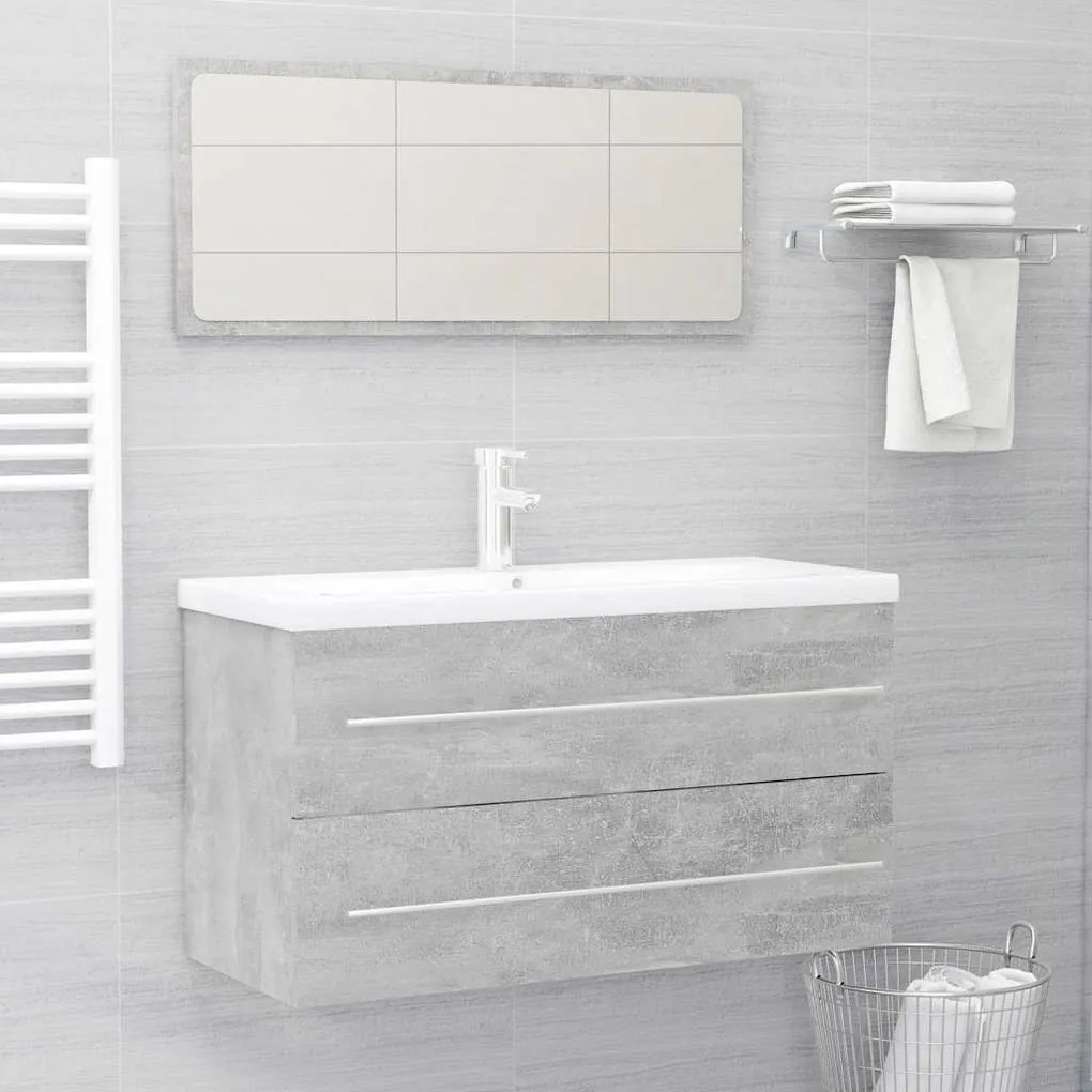 vidaXL 2 pcs conj. móveis casa de banho contraplacado cinzento cimento