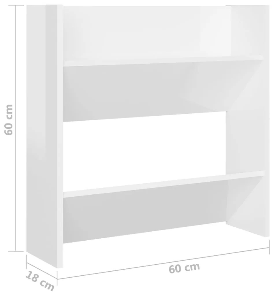 Sapateiras de parede 4pcs 60x18x60cm contrapl. branco brilhante