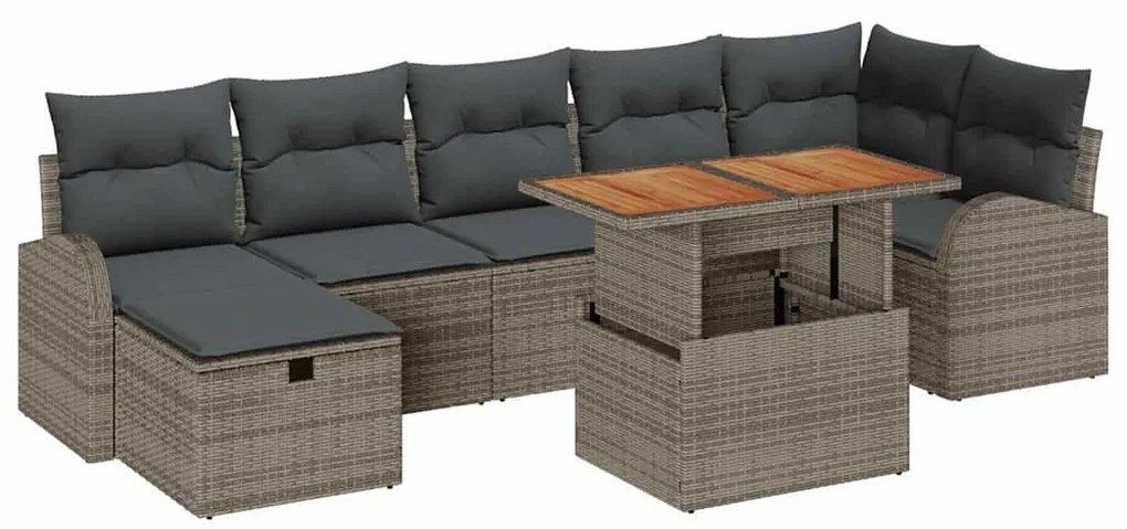 Conjunto de Sofá de Jardim com 8 Peças e Almofadas Cinza em Rattan Sin