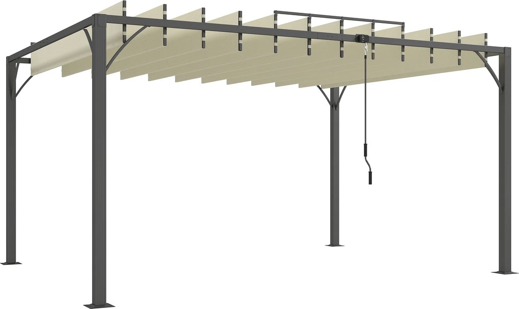 Outsunny Pérgola 390x2 para Jardim com Desenho de Lâminas Superiores Giratórias até 135° Proteção UV50+ para Pátio Terraço Creme | Aosom Portugal