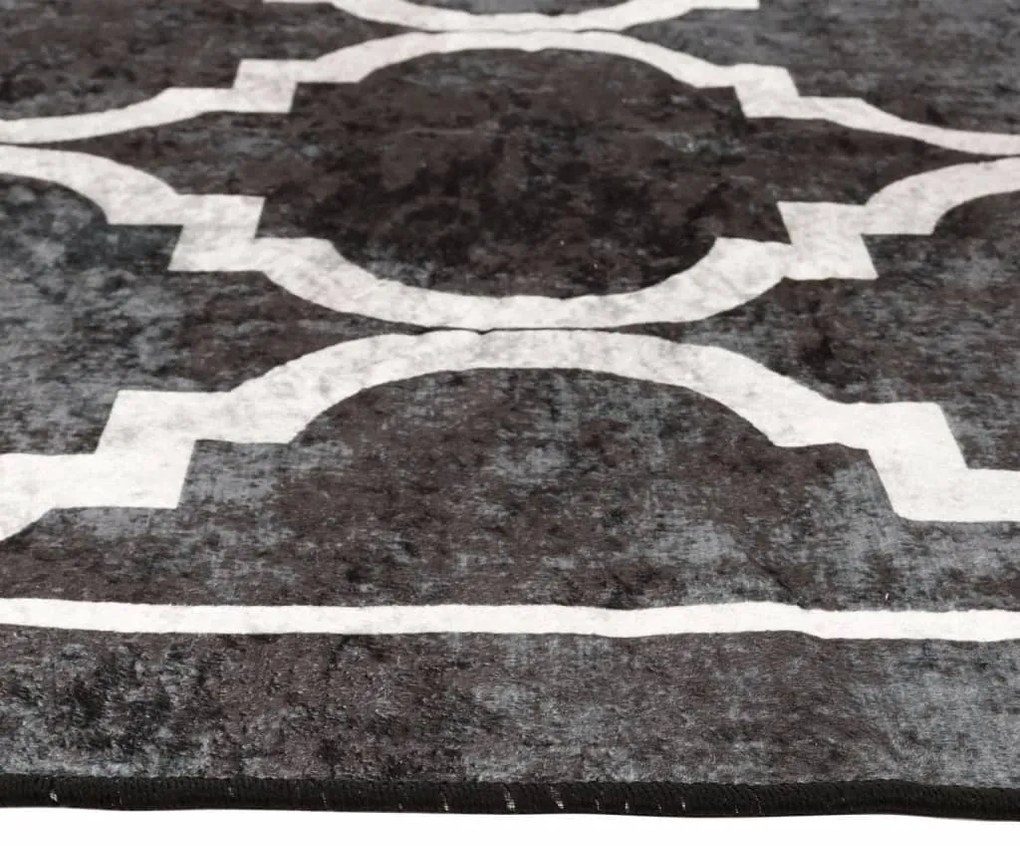 Tapete lavável antiderrapante 80x150 cm preto e branco