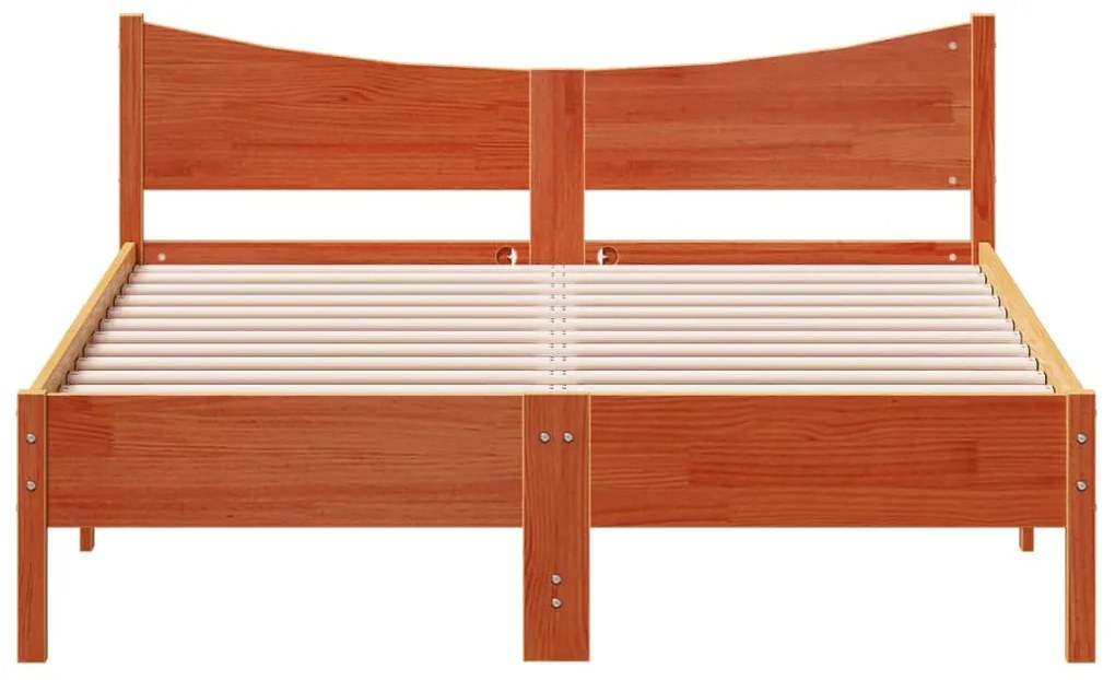 Cama sem colchão 140x190 cm pinho maciço castanho-mel