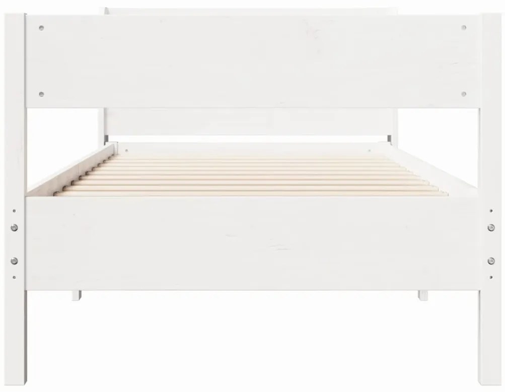 Cama sem colchão 75x190 cm madeira de pinho maciça branco