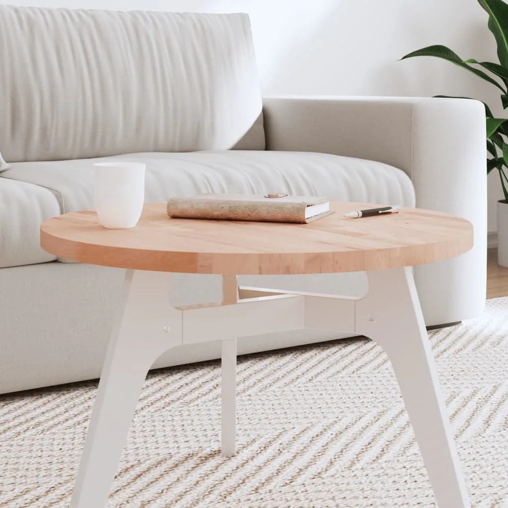 355916 vidaXL Tampo de mesa redondo Ø60x2,5 cm madeira de faia maciça