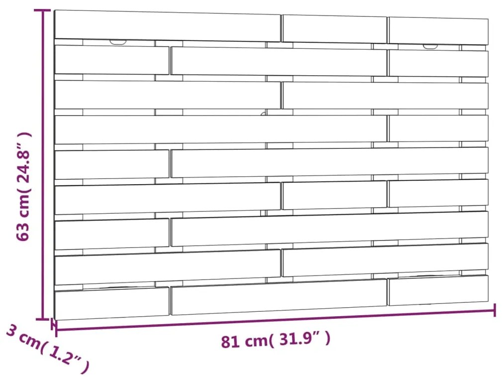 Cabeceira de parede 81x3x63 cm madeira de pinho maciça cinza