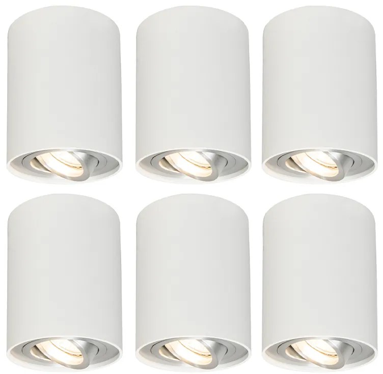 Conjunto de 6 focos brancos rotativos e inclináveis - Rondoo up Moderno