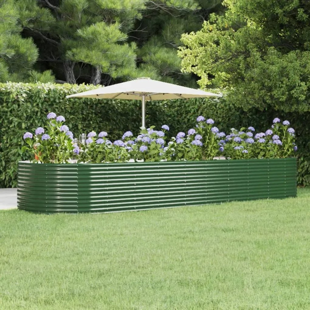 vidaXL Canteiro elevado jardim 447x140x68 cm aço galvanizado verde