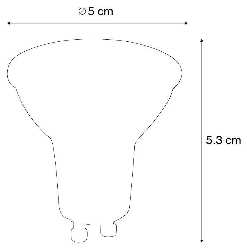 Conjunto de 5 Lâmpadas LED GU10 Reguláveis 4W 300 lm 2700K