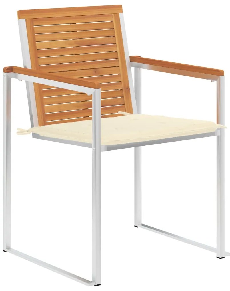 Cadeiras de jardim com almofadões 2 pcs acácia maciça e aço