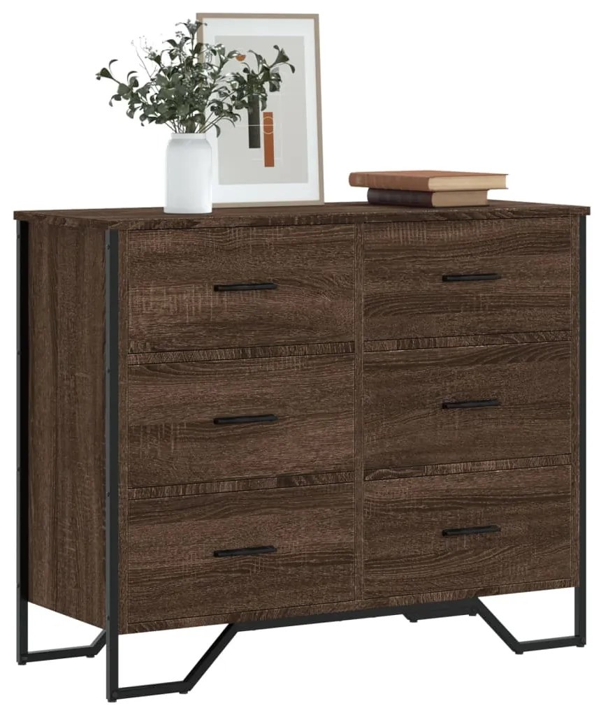 vidaXL Cómoda 91x35,5x74,5 cm derivados de madeira carvalho castanho
