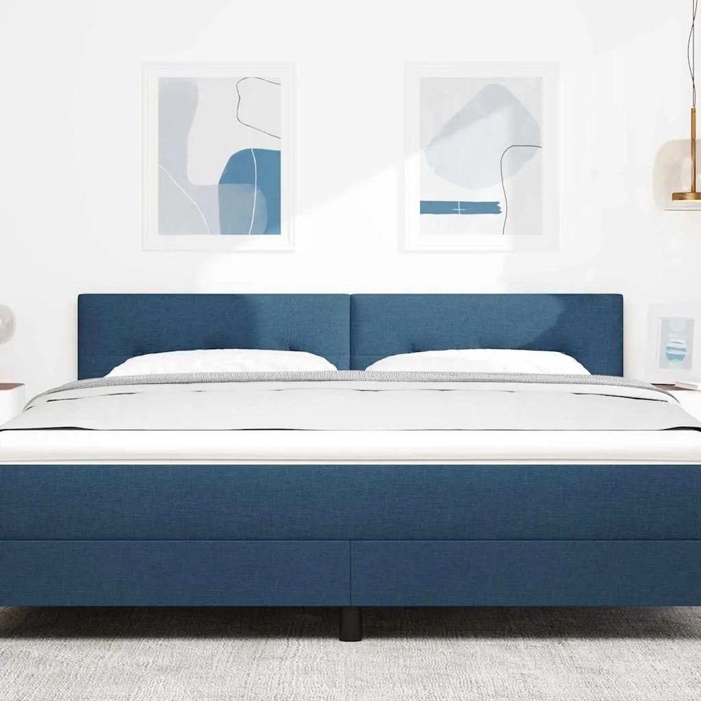Cabeceira vidaXL Botões Estofada Azul 180 cm Tecido
