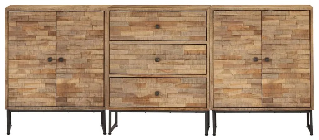 Conjunto de aparadores 3 pcs madeira de teca recuperada