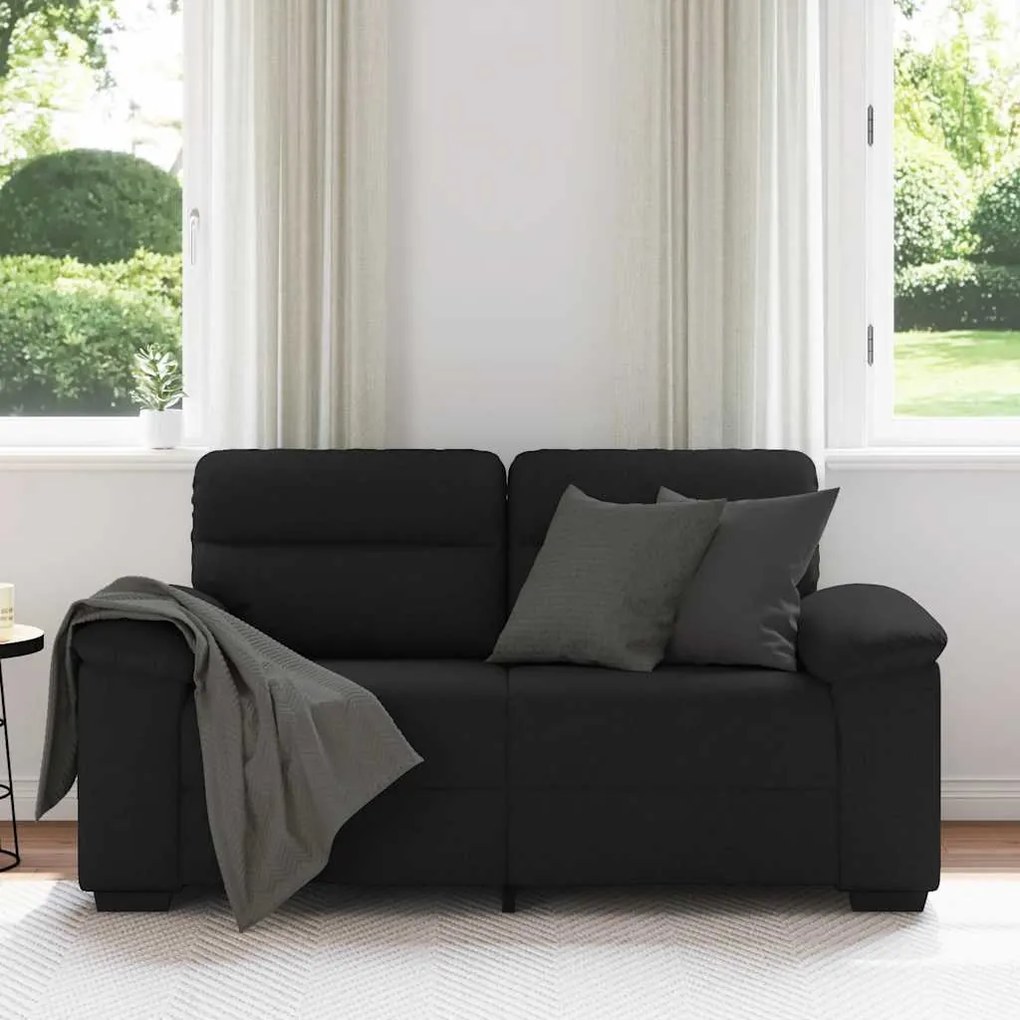 Sofá de 2 lugares tecido 120 cm preto