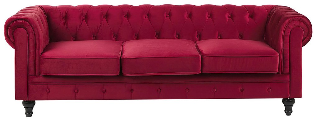 Conjunto de sofás com 4 lugares em veludo vermelho escuro CHESTERFIELD Beliani