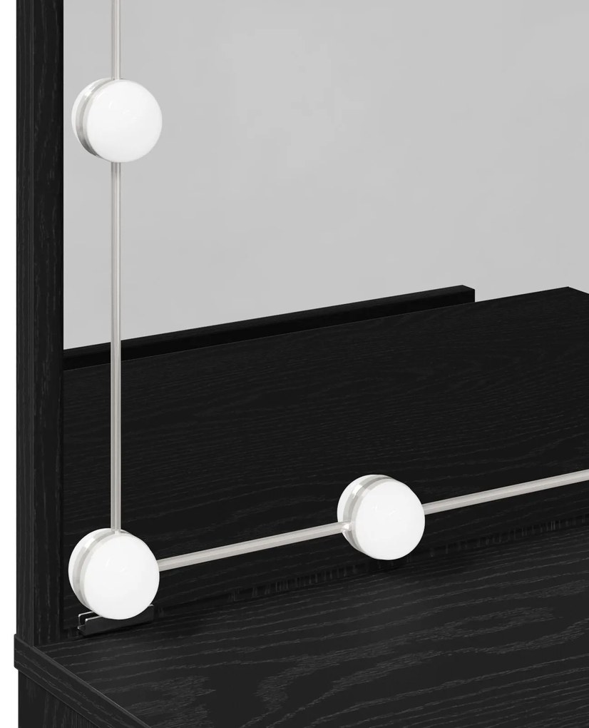 Mesa de Maquilhagem LED vidaXL em Carvalho Preto, 60x40x140 cm, Feita