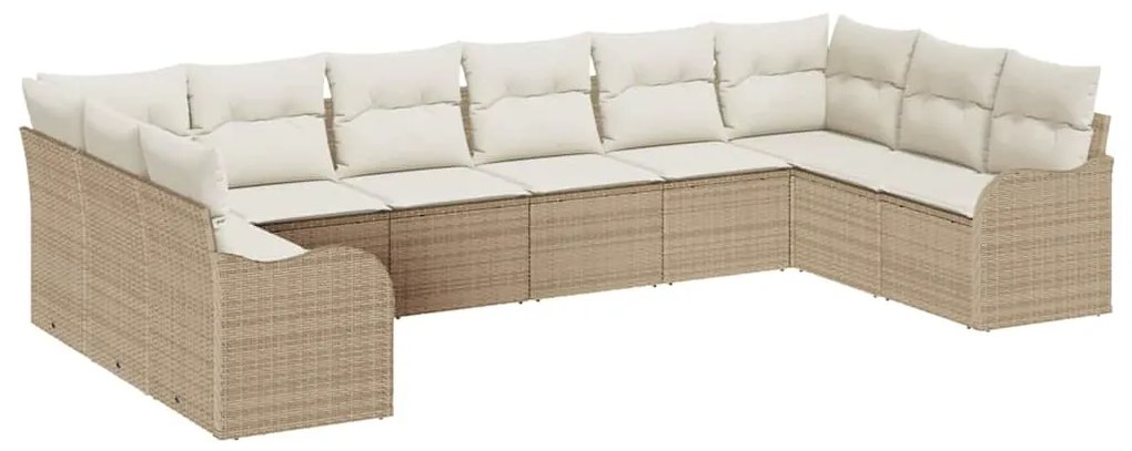 Conjunto de Sofá de Jardim de 10 Peças com Almofadas em Rattan Sintéti