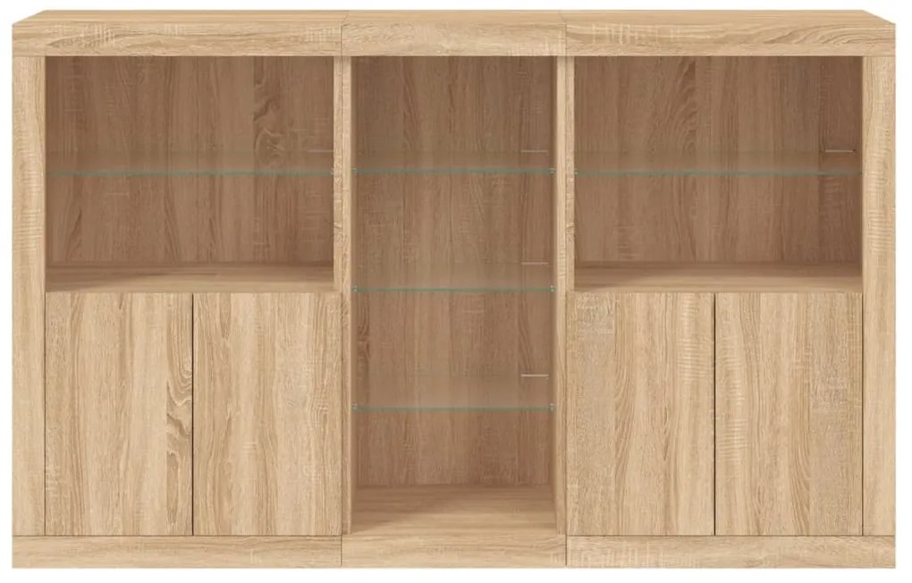 Aparador com luzes LED 162x37x100 cm carvalho sonoma