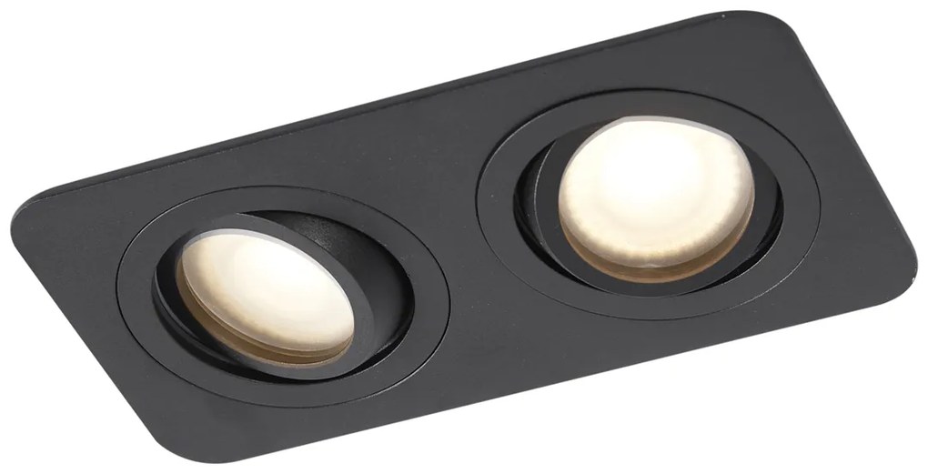 Foco embutido redondo preto GU10 50mm giratório e inclinável IP44 2 luzes - Alberto