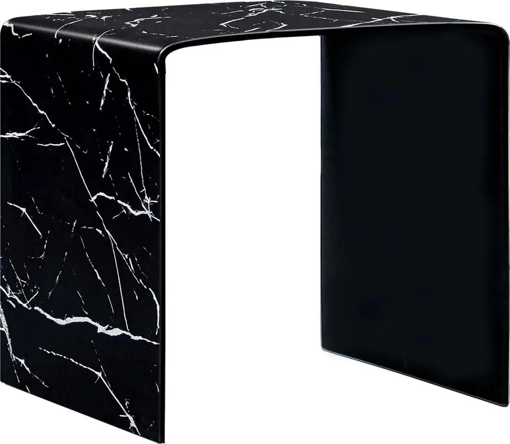 Mesa de centro 50x50x45 cm mármore preto vidro temperado