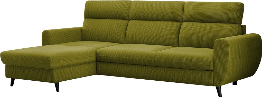 Sofá de canto Temple 132, Cama com arrumação, 258x168x70cm, 104 kg, Pernas: Madeira