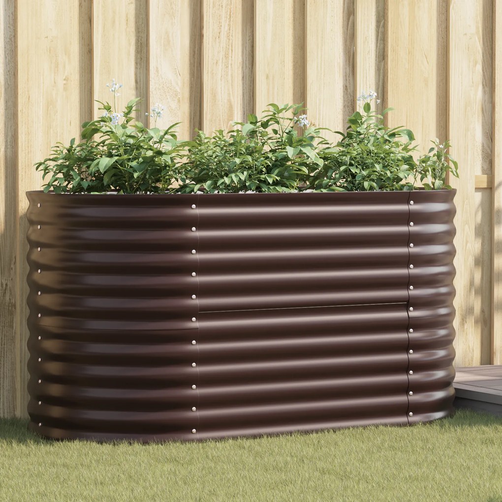 Cama Elevada para o Jardim vidaXL Castanho 160x80x81 cm Aço Galvanizado