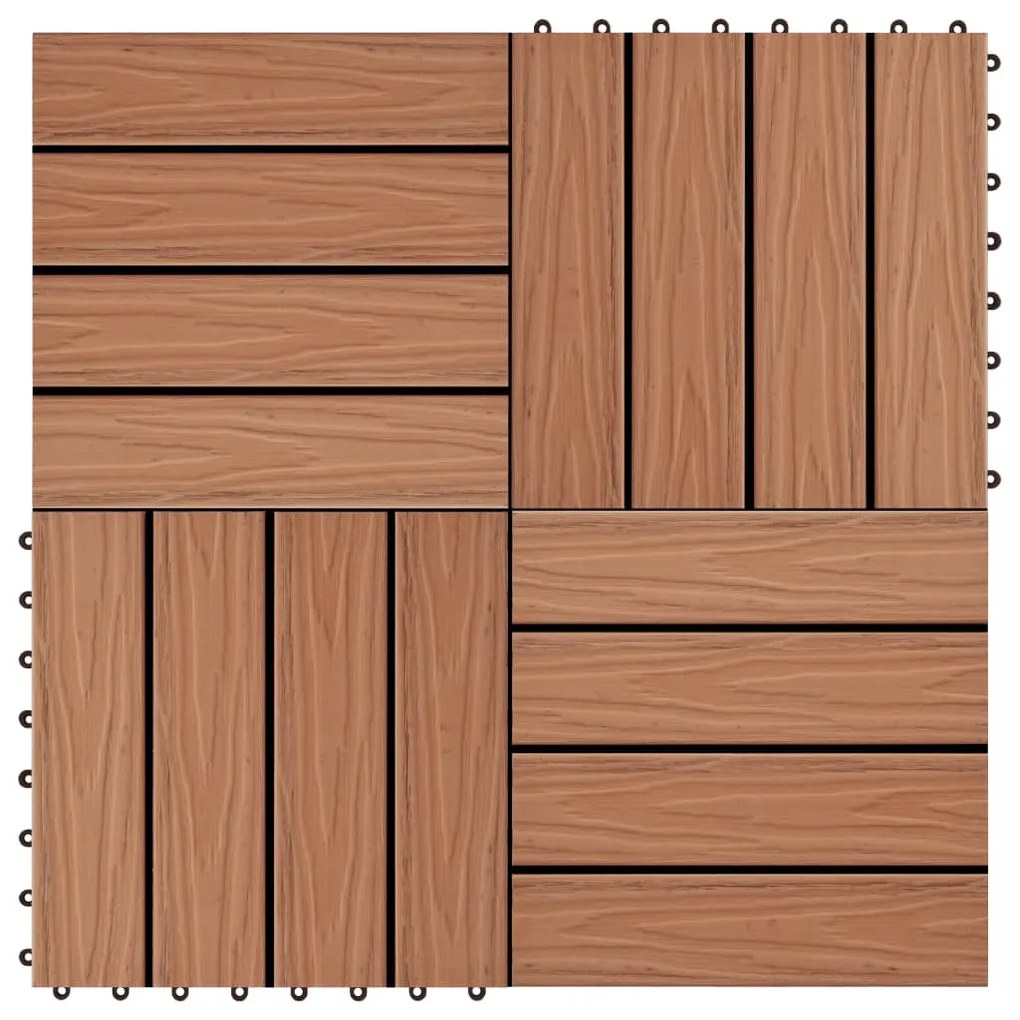 45034 vidaXL Ladrilho pavimento relevo profundo 11 pcs WPC 1m² cast. claro