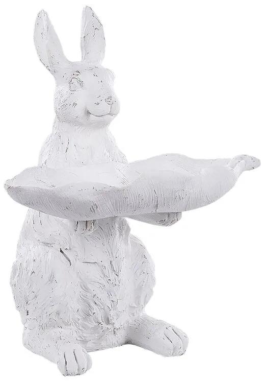 Estatueta de jardim na forma de coelho branca LISSE Beliani