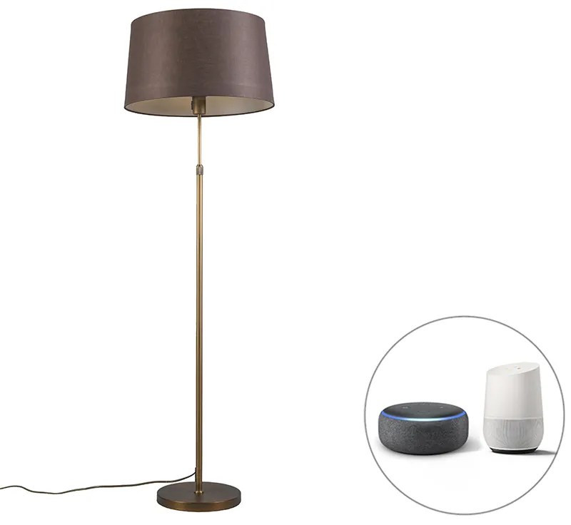LED Candeeiro de pé inteligente bronze com cúpula castanha 45 cm incl. Wifi A60 - Parte Moderno,Design
