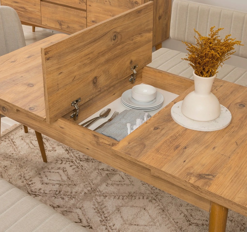 Conjunto de Mesa de Jantar Extensível e Cadeiras Vina – Pinho Atlântic