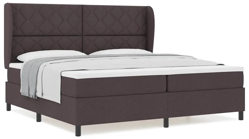 Cama com estrado e colchão em marrom escuro, 200 x 200 cm