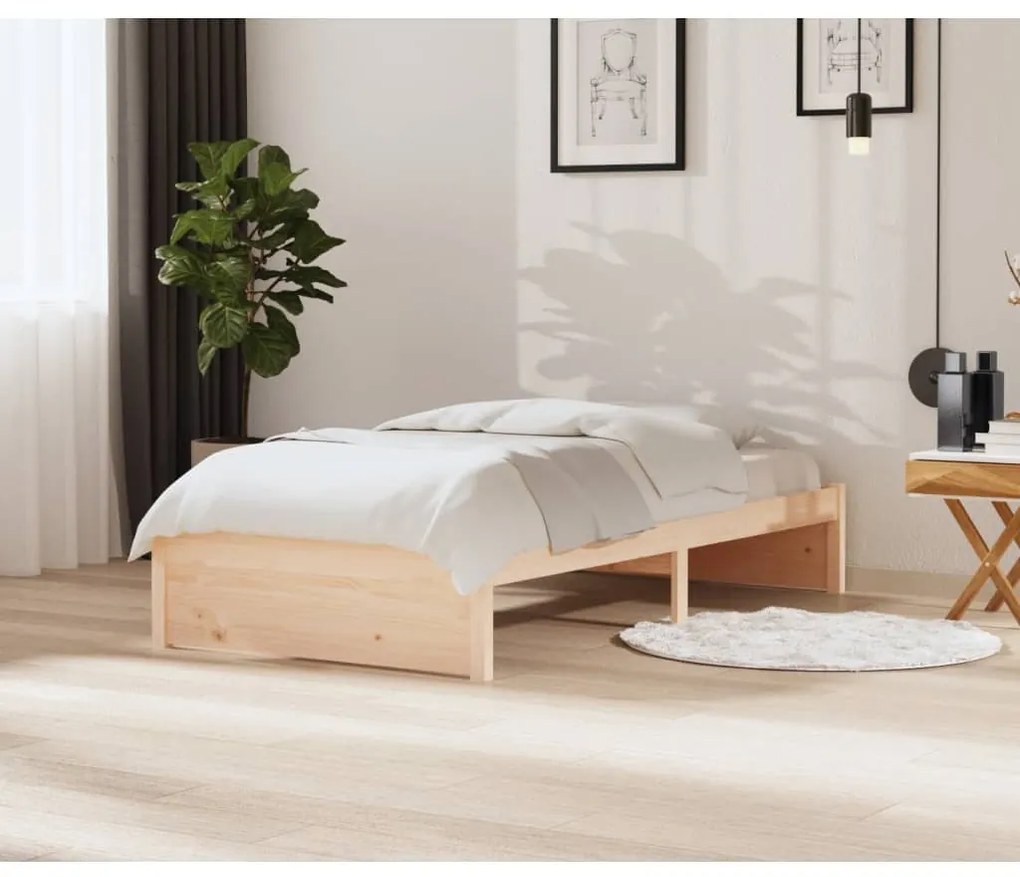 Estrutura de cama 100x200 cm madeira maciça branco