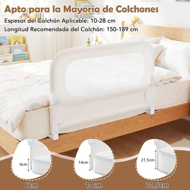 Barreira dobrável para camas infantis, altura ajustável com 80 x 30 x 60 cm, com capa removível em tecido Oxford, base em U, com correia e fivela, Bra