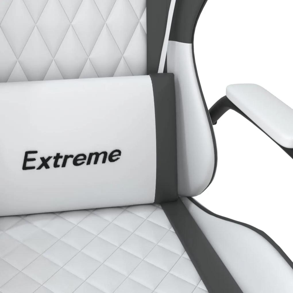 Cadeira gaming massagens couro artificial branco e preto