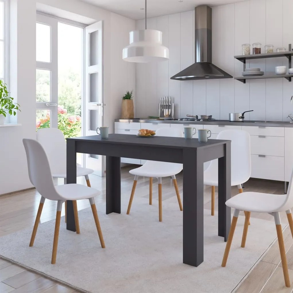 vidaXL Mesa de jantar 120x60x76 cm contraplacado cinzento