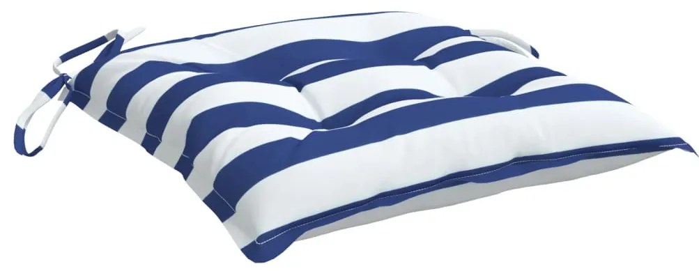 Almofadões p/ cadeira 4pcs 40x40x7 cm tecido riscas azul/branco