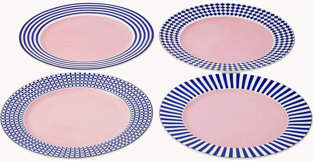 Pratos de jantar em porcelana Aunty, conjunto de 4