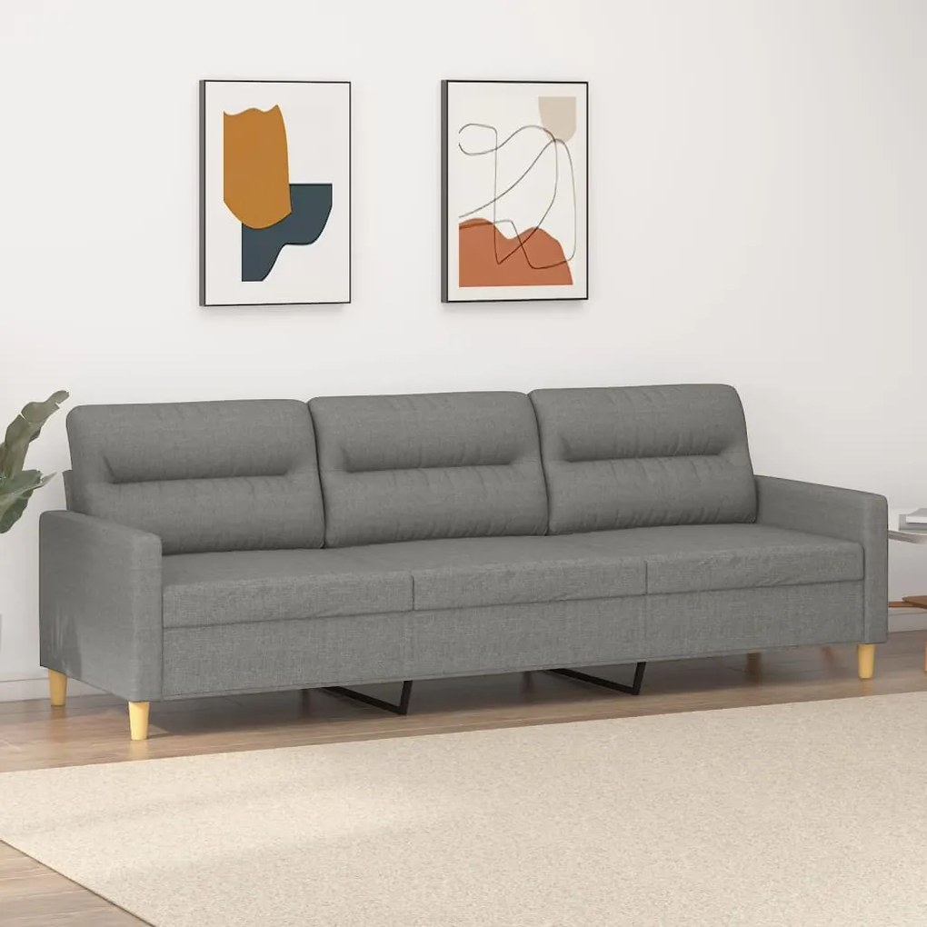 vidaXL Sofá de 3 lugares 210 cm tecido cinza-escuro