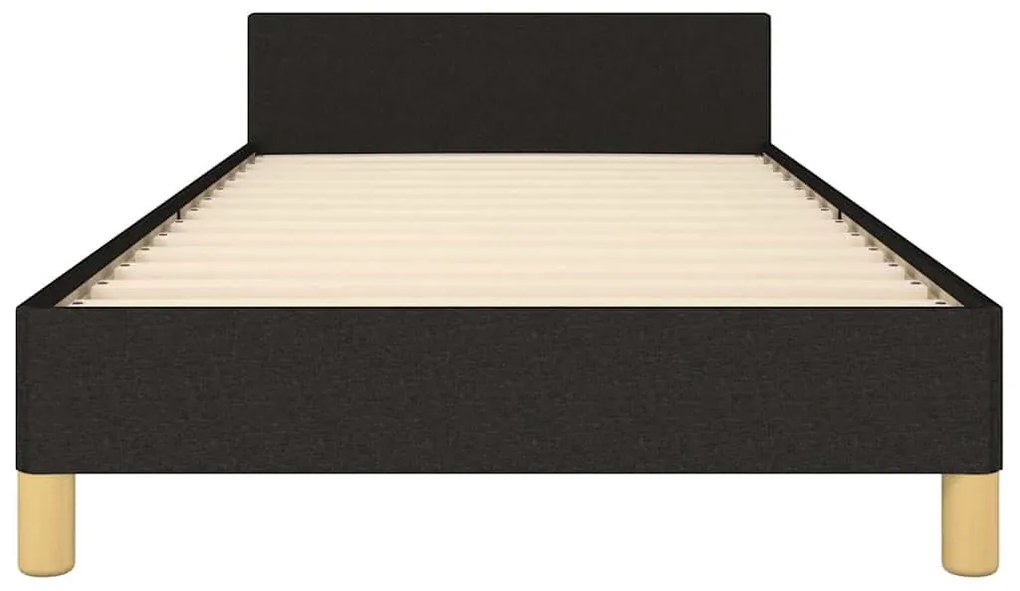 Estrutura cama c/ cabeceira sem colchão tecido 90x190 cm preto