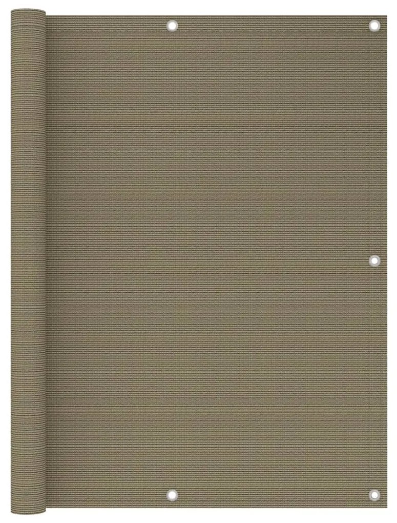 vidaXL Tela de varanda 120x600 cm PEAD cinzento-acastanhado