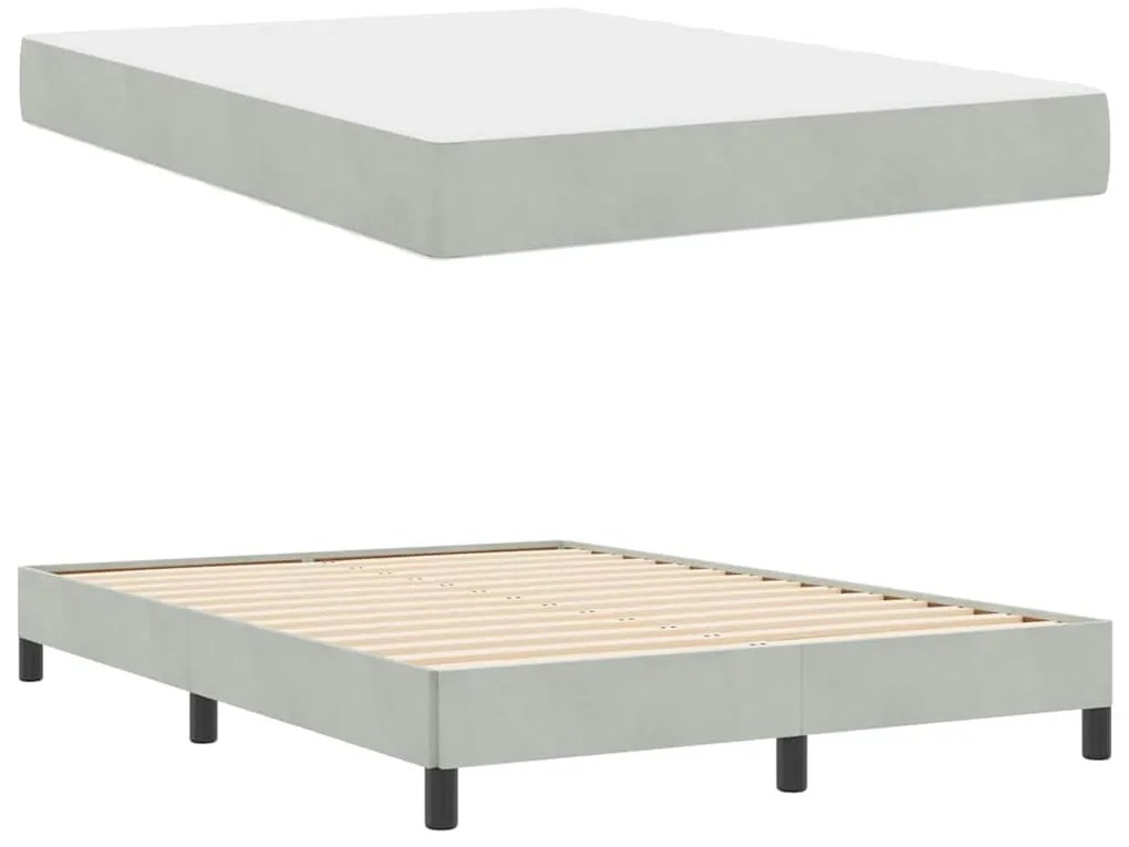 Cama box spring com colchão Cinzento-claro 160 x 200 cm Veludo