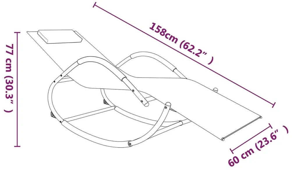 Espreguiçadeira baloiço 2 pcs aço e textilene cor creme