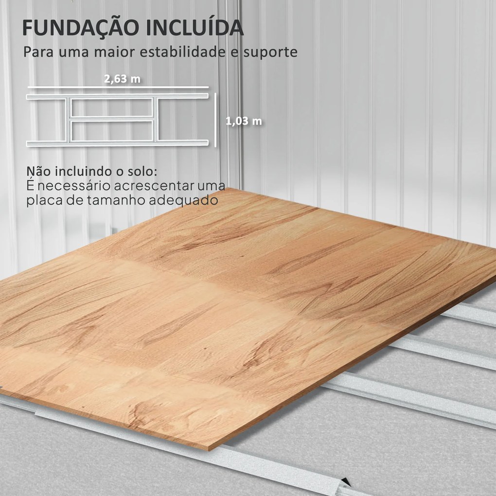 Abrigo de Jardim Exterior 4,9 m² 277x195x192cm Abrigo e Jardim Metálico para Armazenamento de Ferramentas Verde Escuro