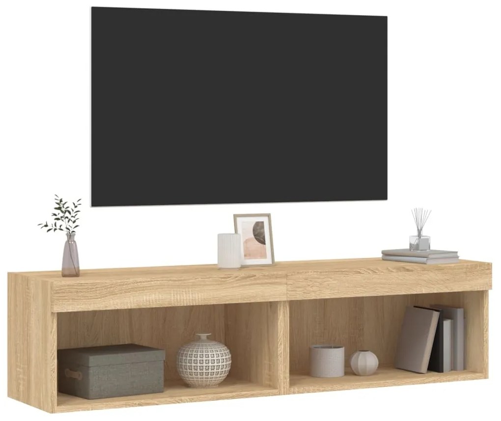 Móveis de TV com luzes LED 2 pcs 60x30x30 cm carvalho sonoma