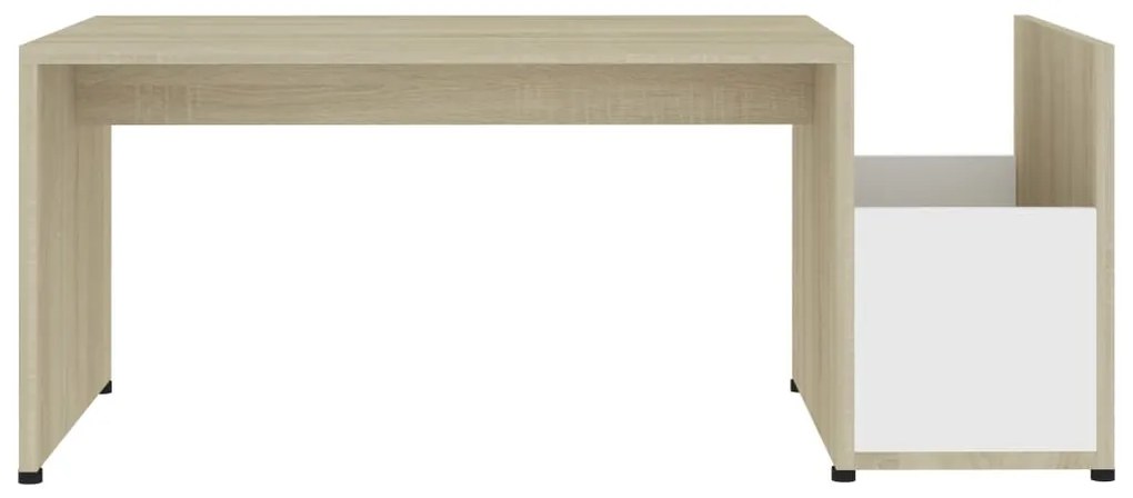 Mesa centro 90x45x35 cm contraplacado branco e carvalho sonoma