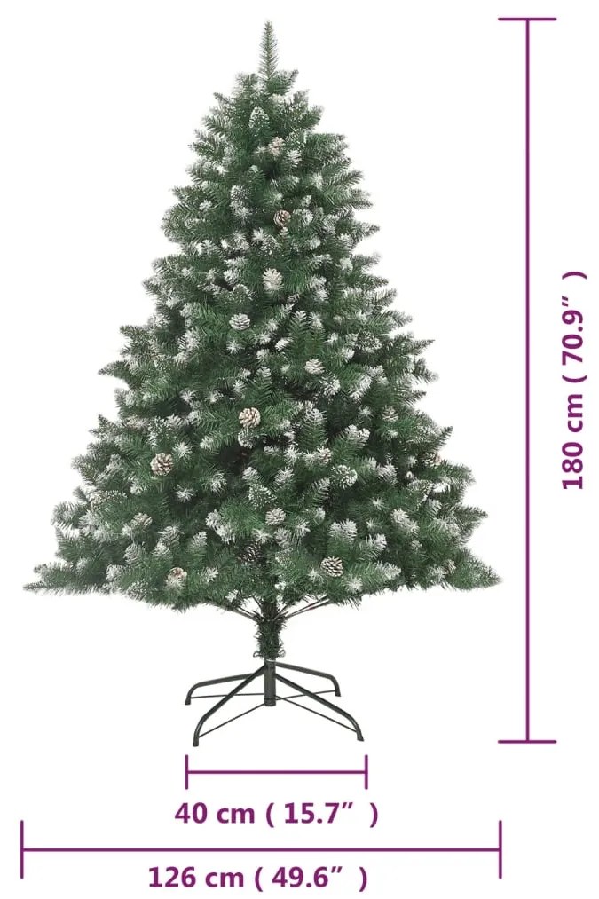 Árvore de Natal artificial com suporte PVC 180 cm
