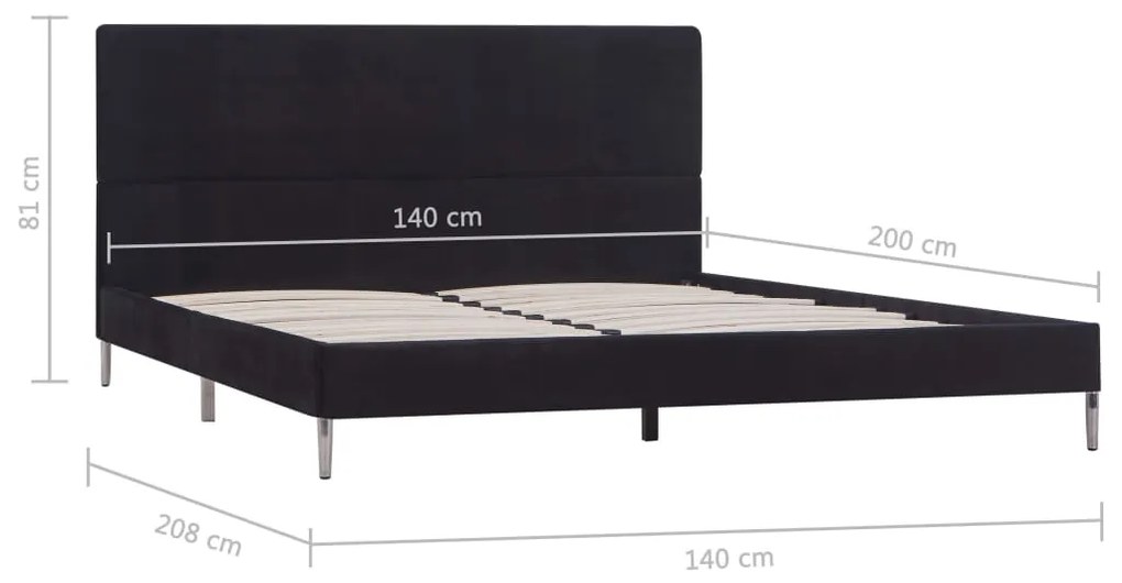 Estrutura de cama sem colchão 135x190 cm tecido preto